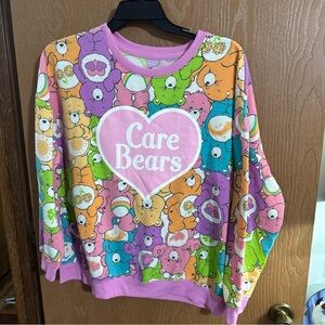 Care Bears All Over Print Sweatshirt Women Large Pink Heart Graphic Pullover XXL